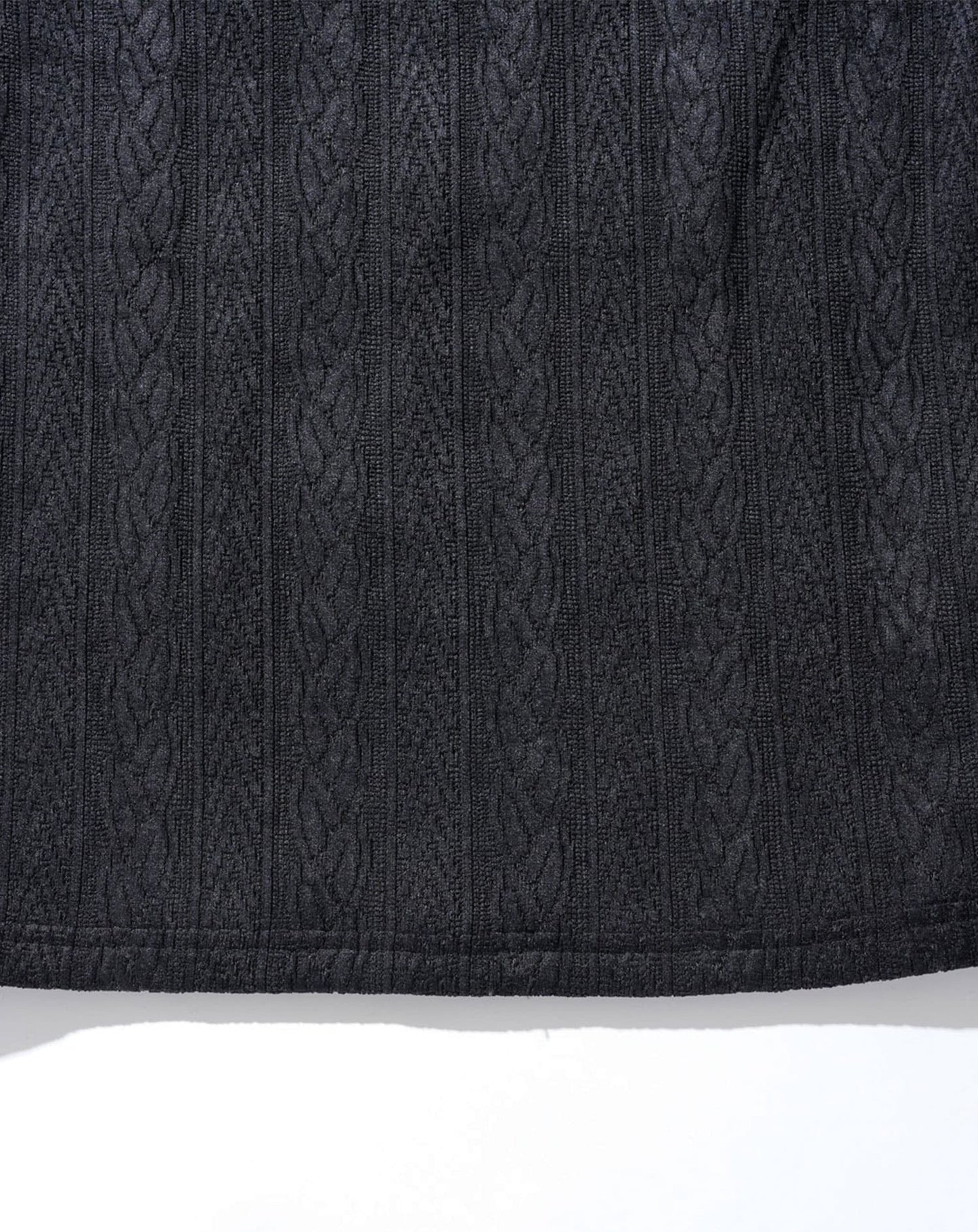 モール裏起毛ケーブル柄タートルネック長袖ニット