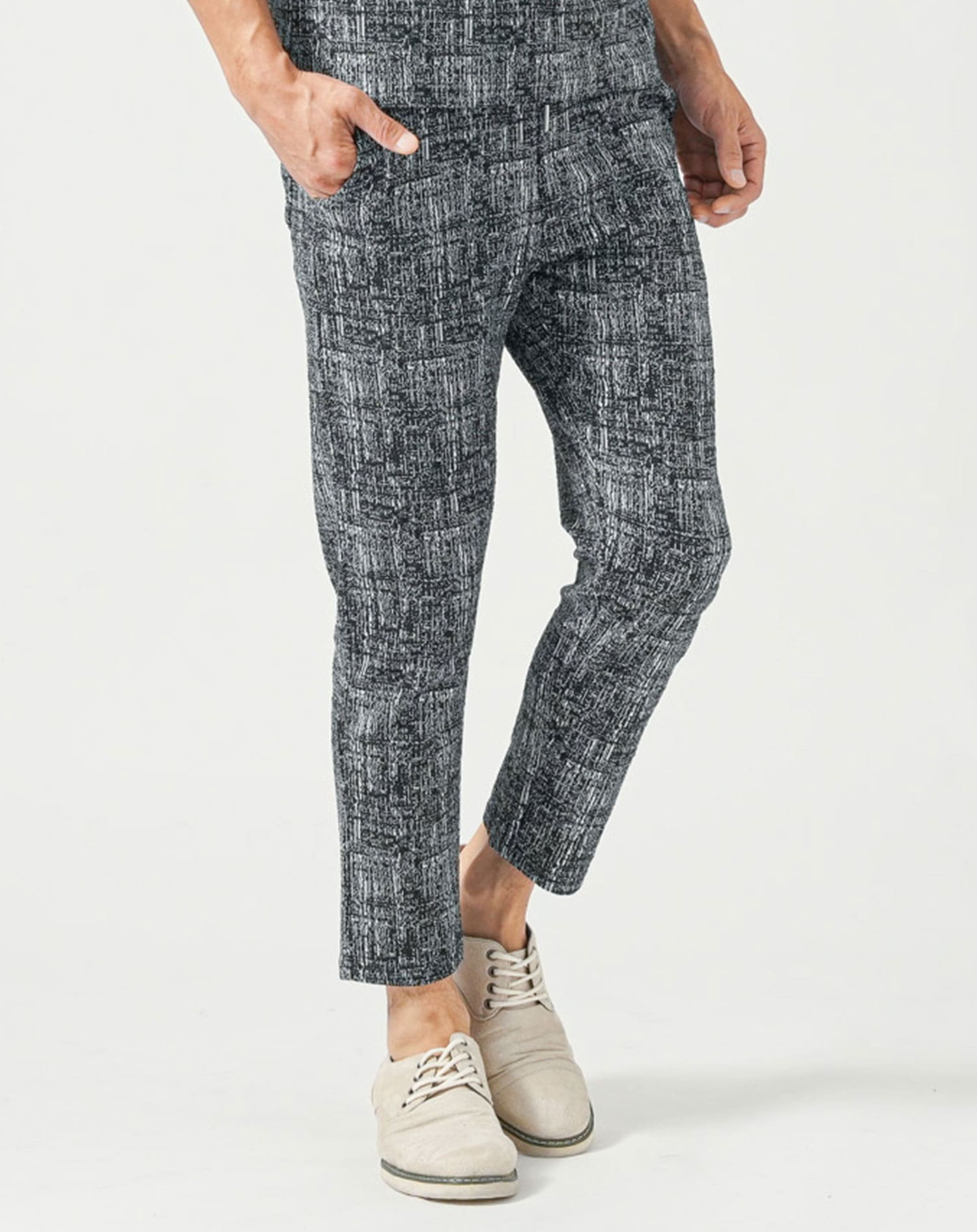 セットアップ イタリアンスタンドカラー7分袖ポロシャツ