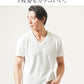 ストライプジャガード半袖スリムストレッチVネックTシャツ