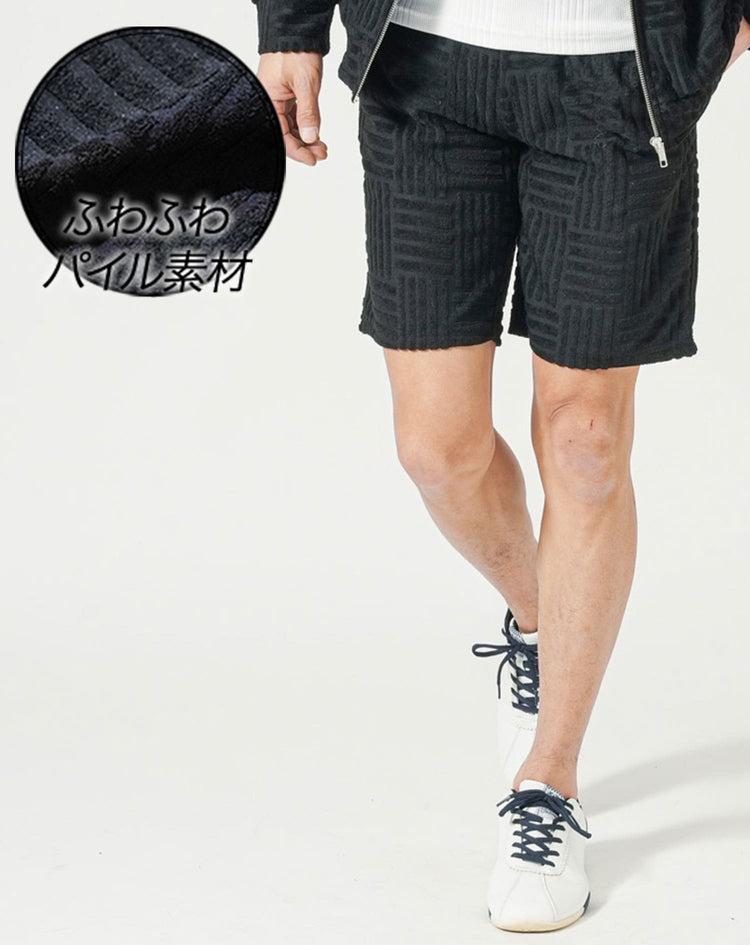 パイルジャガードストレッチ膝上丈短パン