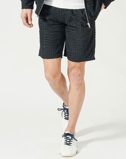 パイルジャガードストレッチ膝上丈ハーフパンツ