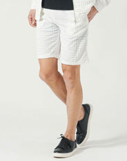 パイルジャガードストレッチ膝上丈ハーフパンツ