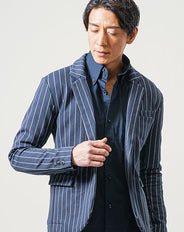 1ボタン長袖ストライプテーラードジャケット