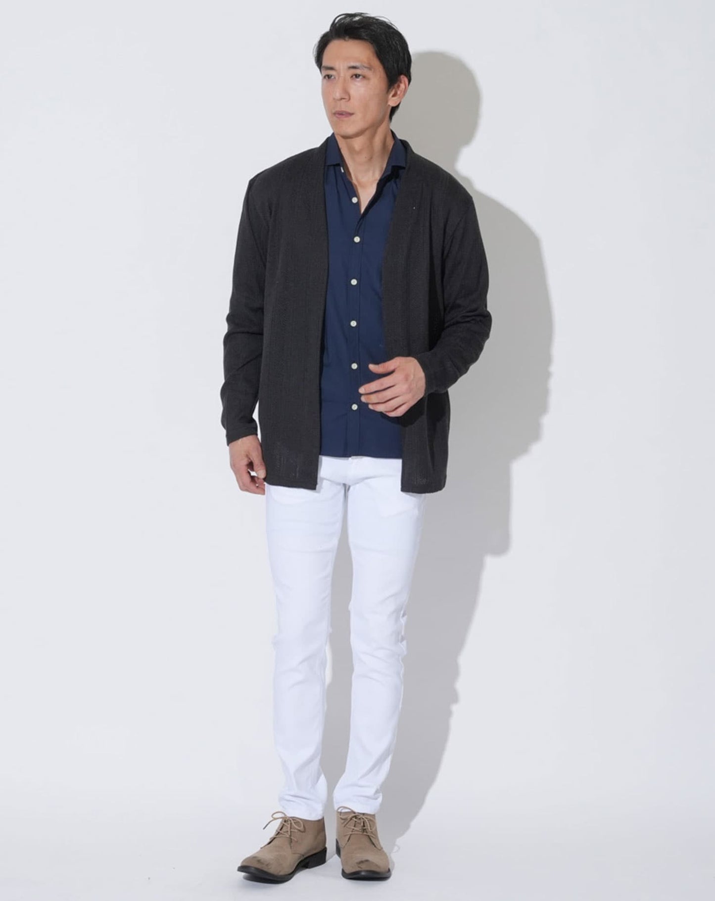 ジャガードニットソー長袖カーディガン