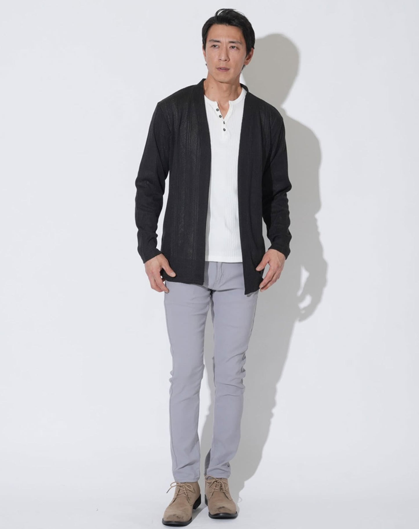 ジャガードニットソー長袖カーディガン