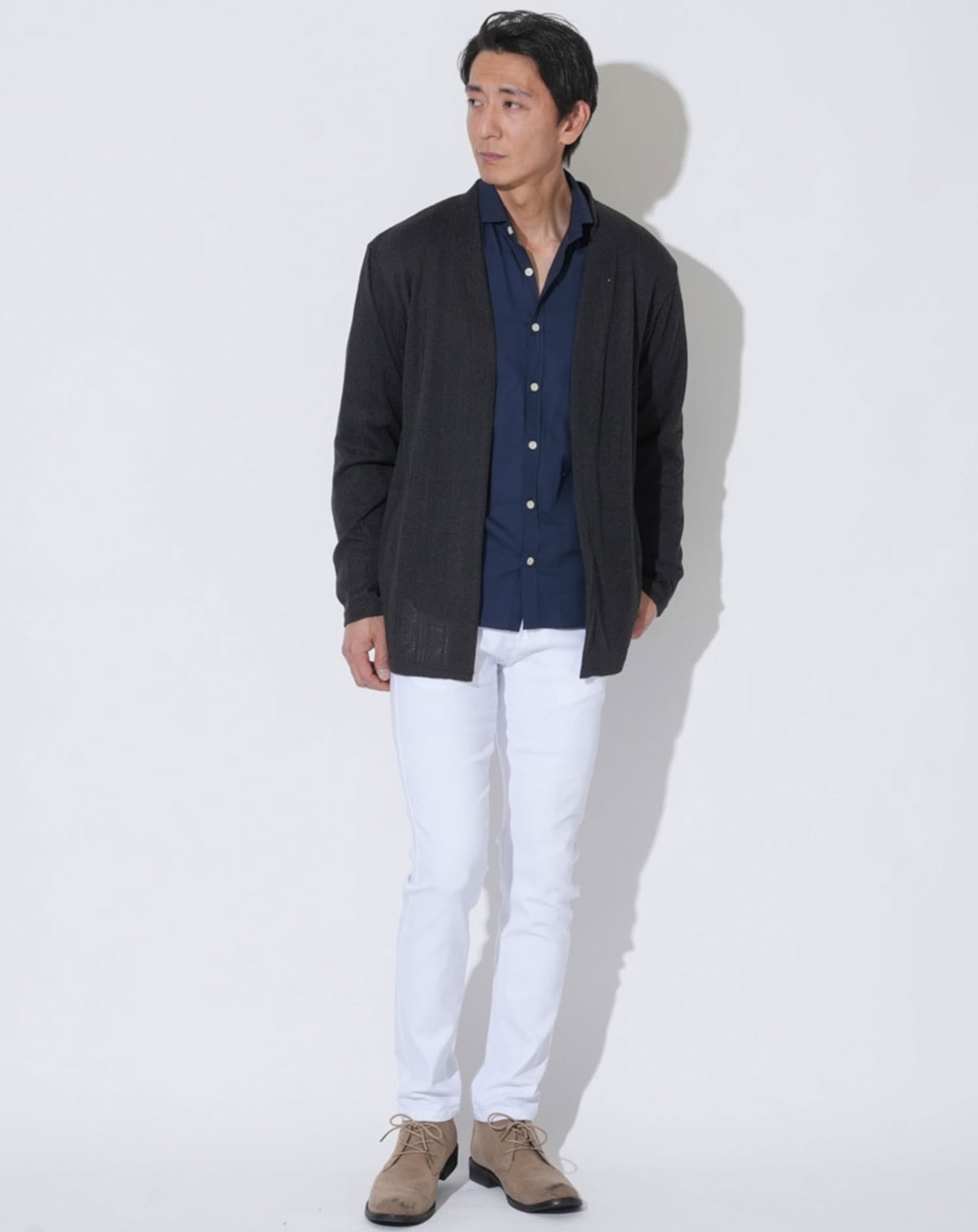 ジャガードニットソー長袖カーディガン