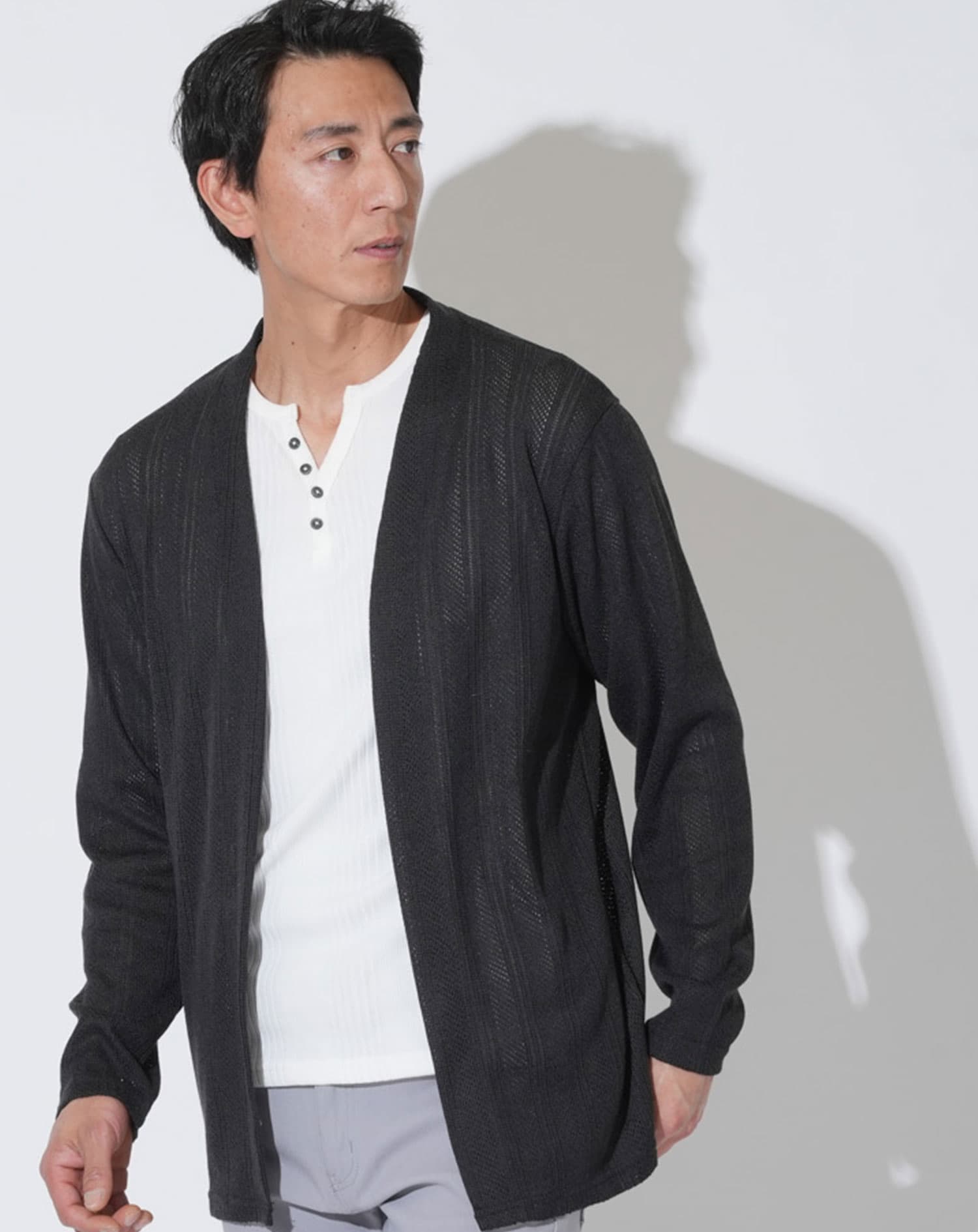 ジャガードニットソー長袖カーディガン