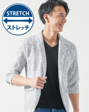 かすれジャガード7分袖ストレッチテーラードジャケット