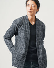 かすれジャガード長袖ボタンレスカーディガン