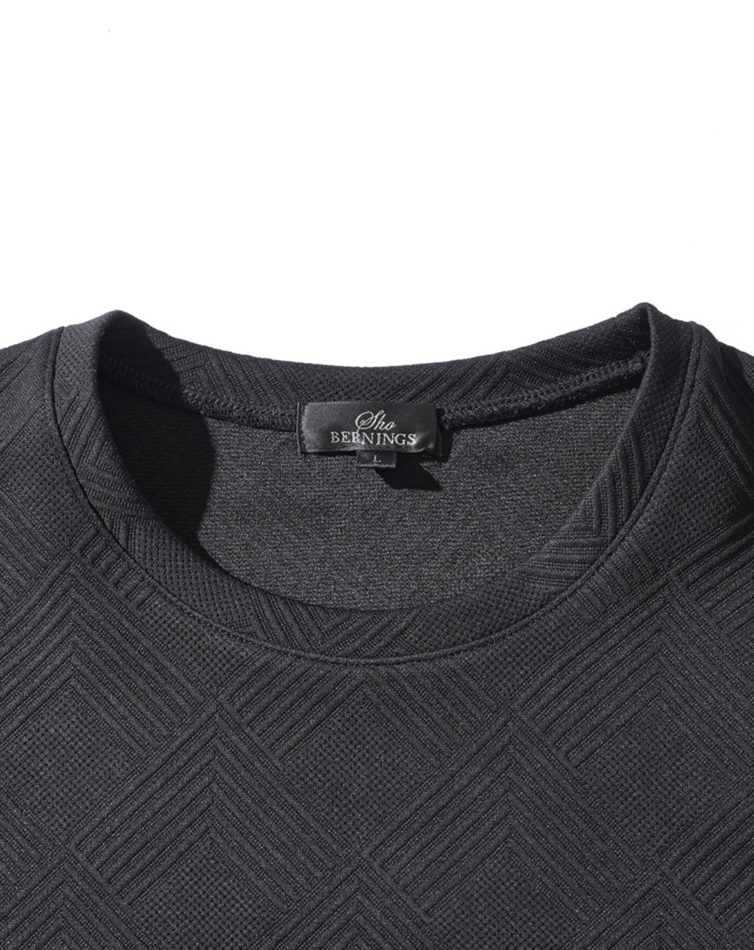 おしゃれストレッチ幾何学柄長袖クルーネックTシャツ メンズ ｜ メンズ
