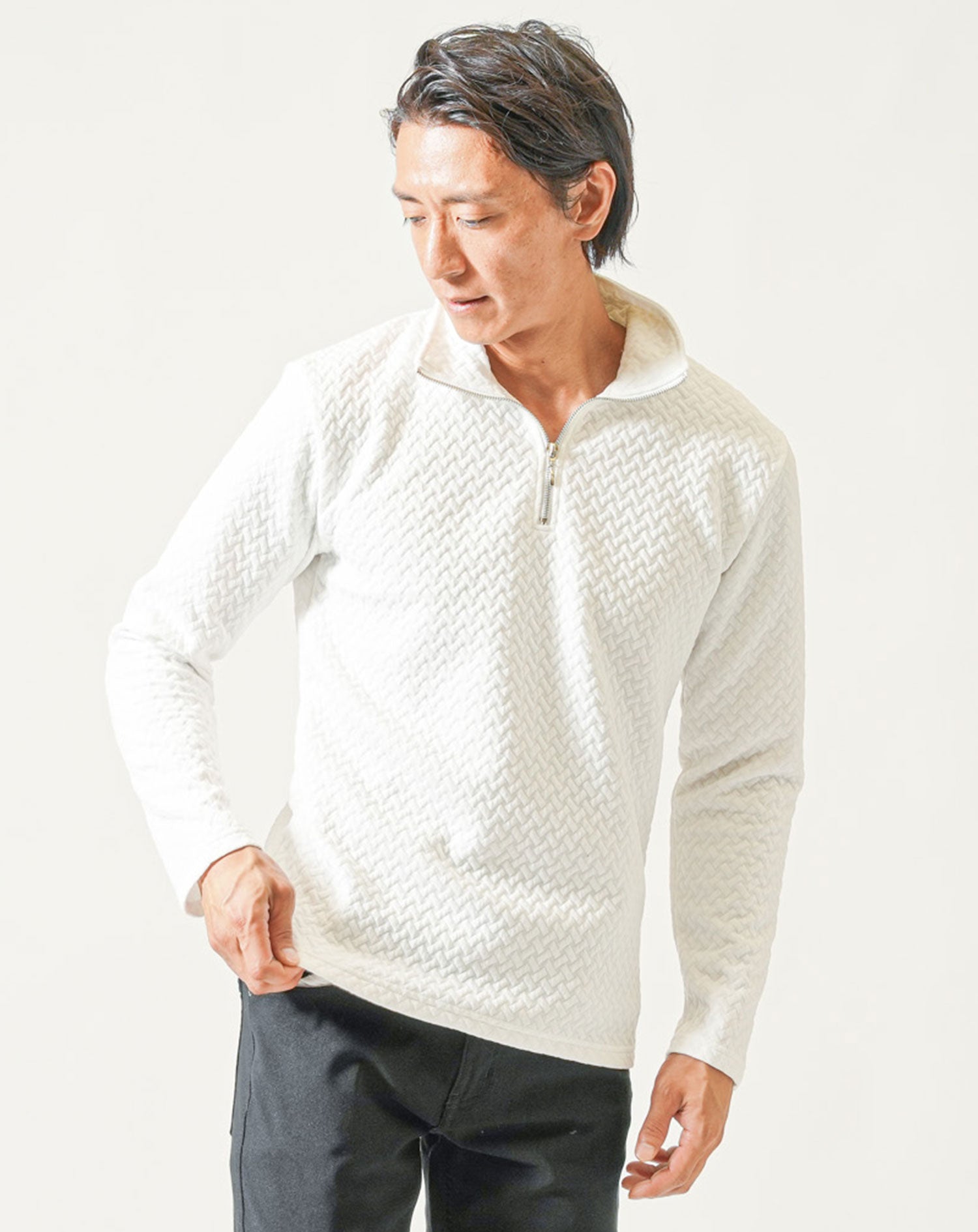 【ニューバランスゴルフ】ストライプ×長袖ゴルフボタンシャツ ポロシャツ 白0 S