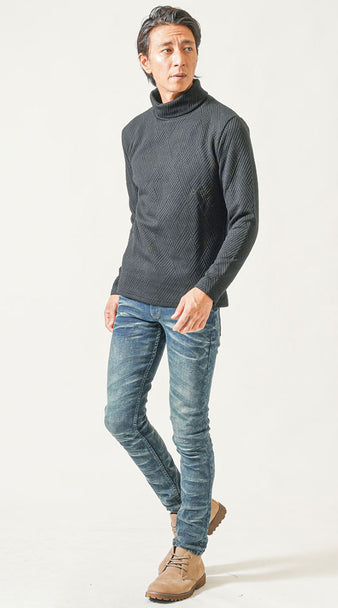 メンズにおすすめのジーンズ×ブーツのコーデ