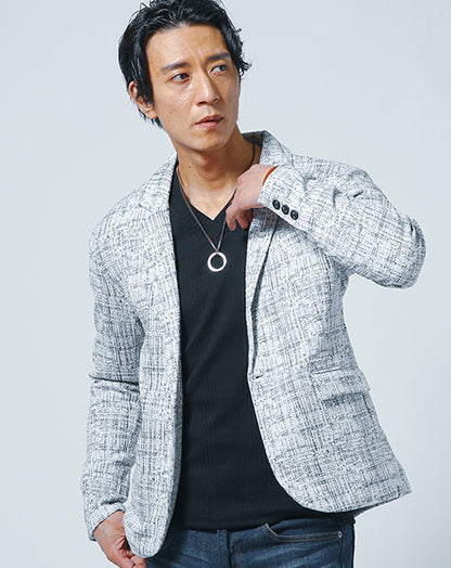 かすれジャガードデザインテーラードジャケット