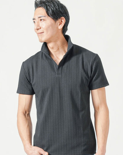 うっすらストライプ柄ポロシャツ