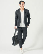 セットアップ　スモールジャガード長袖テーラードジャケット×イージーアンクルパンツ