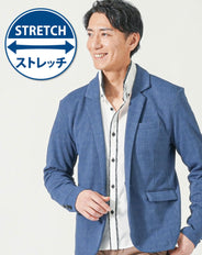 スモールジャガード長袖ストレッチテーラードジャケット