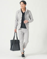 セットアップ ヘリンボーンスタンドカラージャケット×イージーアンクルパンツ