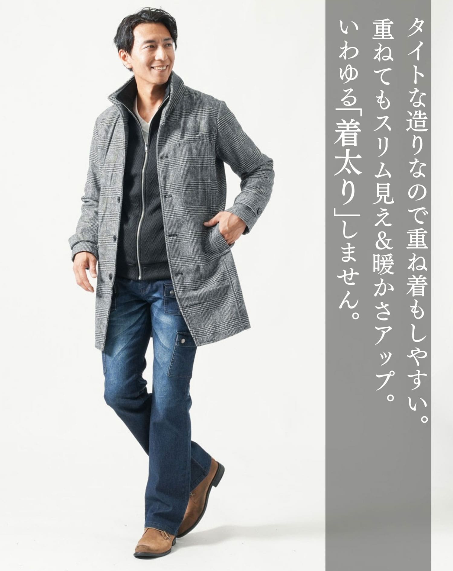 新品ヘリンボーンダブルジャケット ダブルヘリンボーンジップアップ長袖ドライバーズジャケット