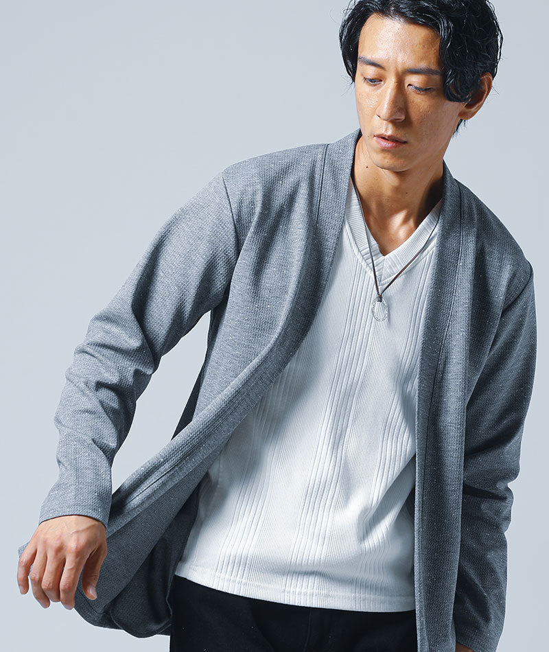 専用 70sカーディガン、レザー、デニム カーディガン メンズ ロング ボタンレス ボタンなし ニット