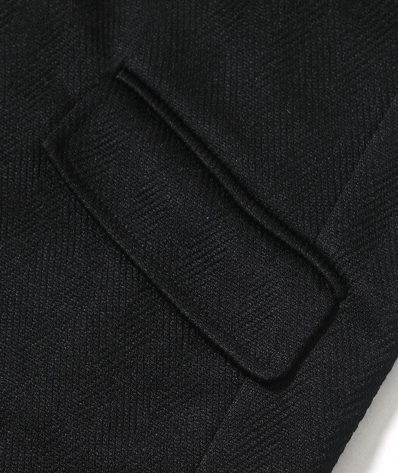 ヘリンボーン編みスタンドカラーコート