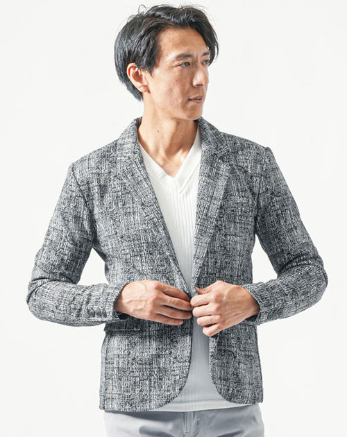 かすれジャガードスリムテーラードジャケット