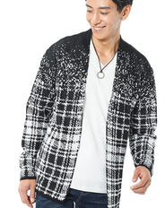 グレンチェックデザインカーディガン 日本製