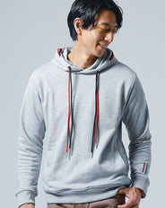 カラードローストリング長袖スウェットプルオーバーパーカー