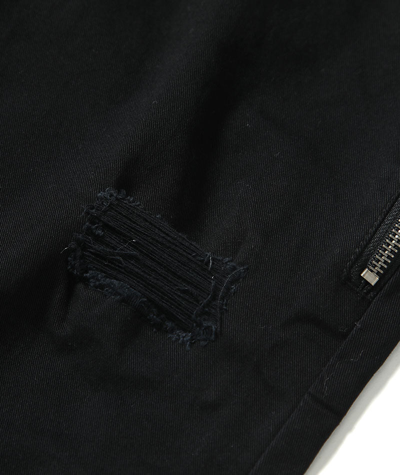 サイドジップスキニーテーパードストレッチパンツ