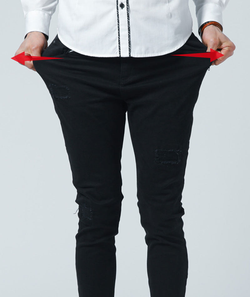 サイドジップスキニーテーパードストレッチパンツ