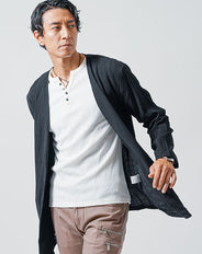 楊柳生地ロング丈長袖カーディガン