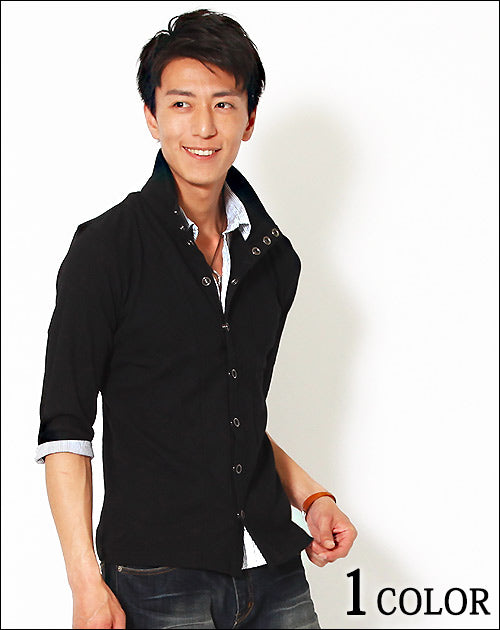 フェイクレイヤード7分袖ジャケット