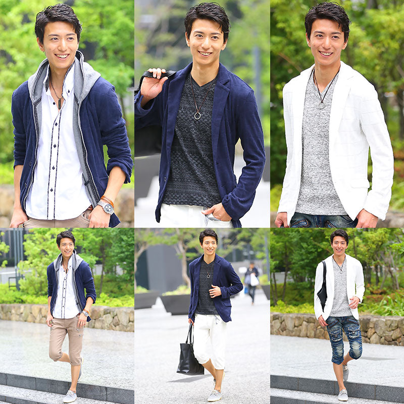 パイル地ウィンドウペンデザインテーラードジャケット