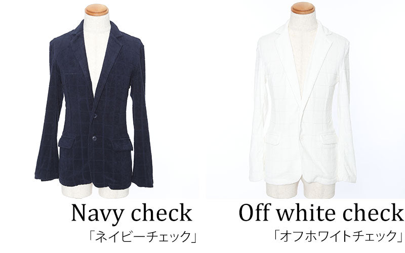 パイル地ウィンドウペンデザインテーラードジャケット