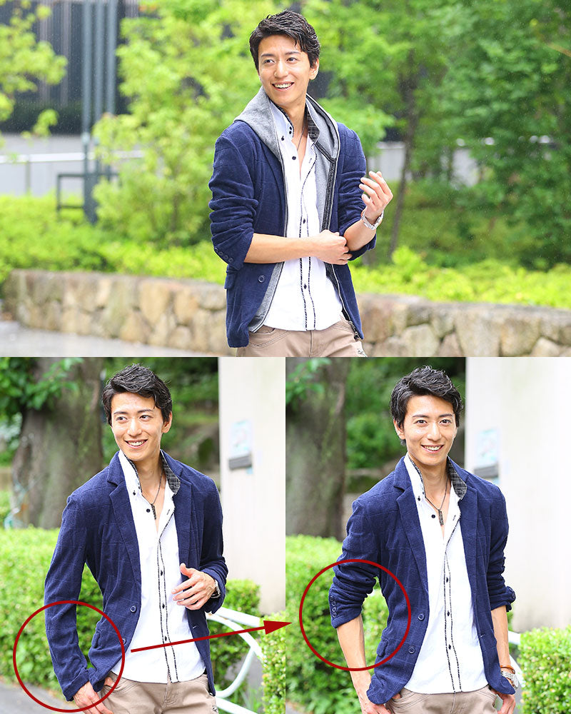 パイル地ウィンドウペンデザインテーラードジャケット