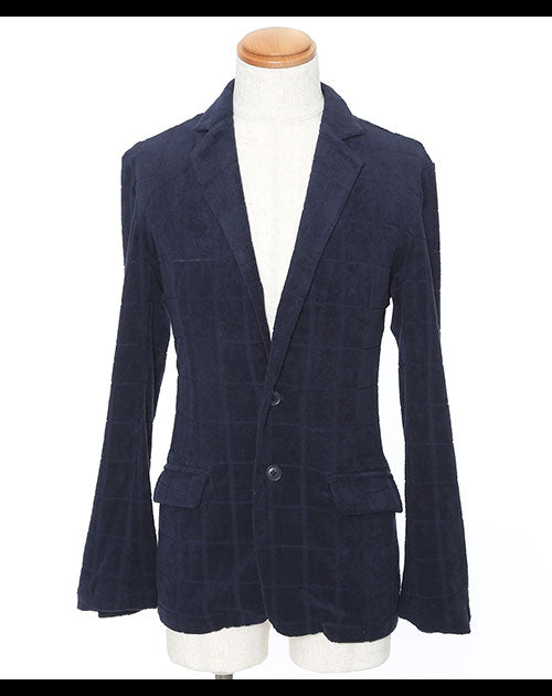 パイル地ウィンドウペンデザインテーラードジャケット