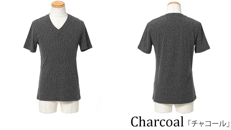 変わり織り杢デザインストライプ半袖Tシャツ