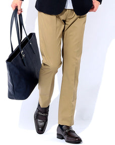 美シルエットストレッチベージュノータックスラックス 日本製