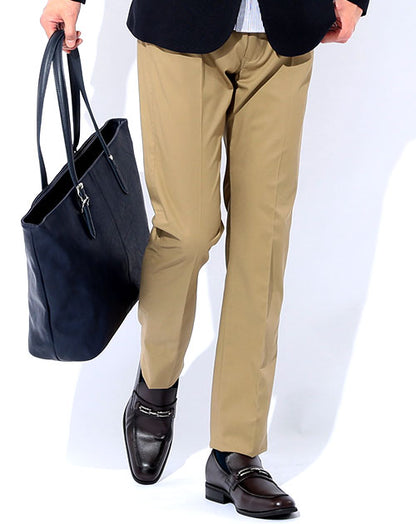 日本製 美シルエットストレッチベージュノータックスラックス Designed by Bizfront in TOKYO