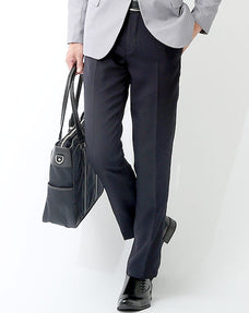 ストレッチネイビーノータックスラックス 日本製