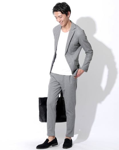 セットアップ　ストレッチ長袖カットテーラードジャケット×9分丈アンクルパンツ