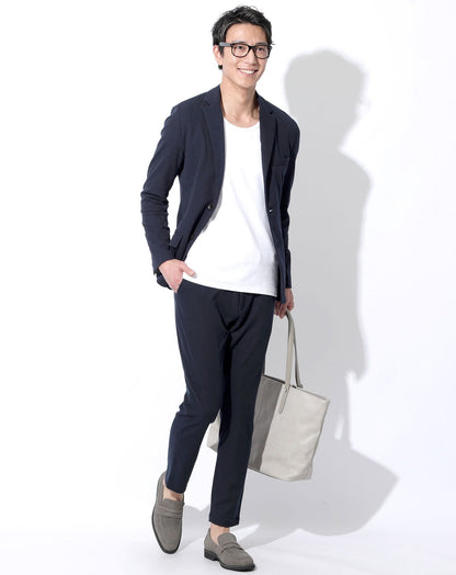 セットアップ　ストレッチ長袖カットテーラードジャケット×9分丈アンクルパンツ