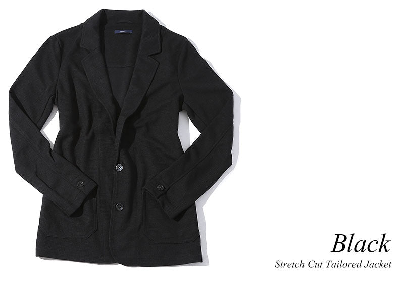 黒ニットテーラードカットジャケット