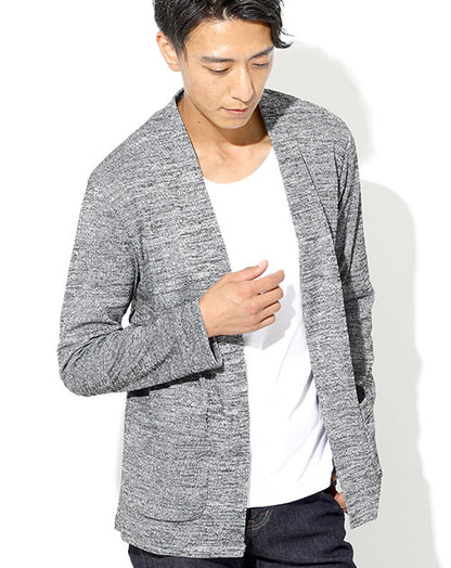 杢柄ニットショールカーディガン Biz