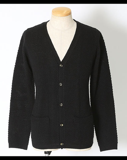 ブロック編みニットカーディガン