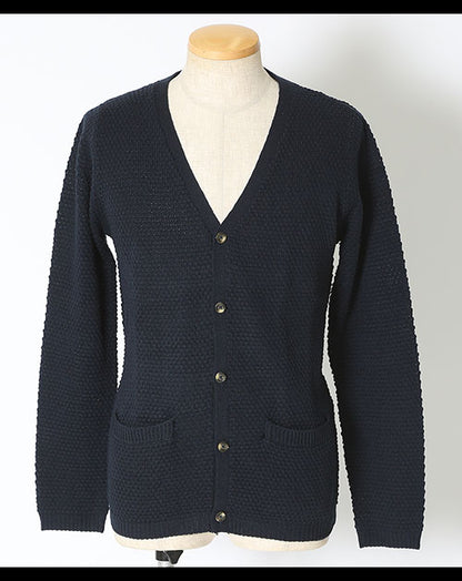 ブロック編みニットカーディガン