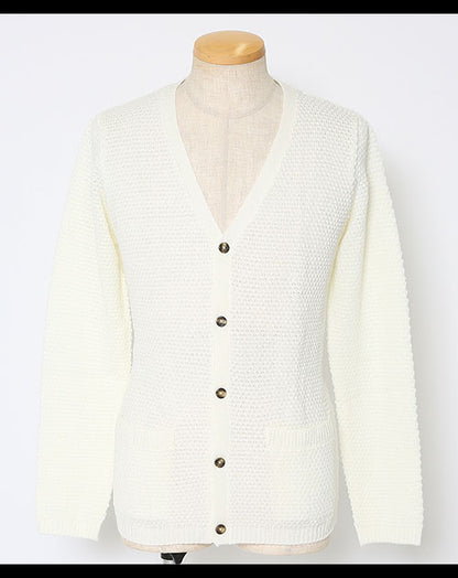 ブロック編みニットカーディガン