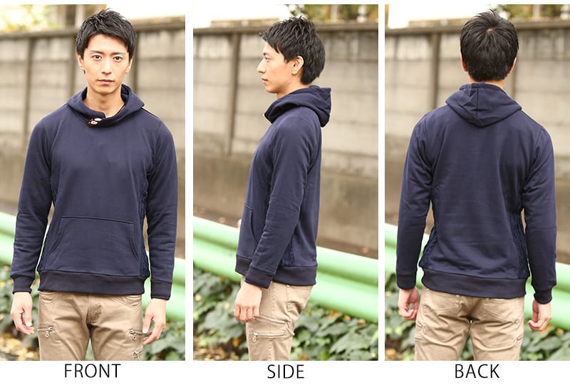 切り替えデザインプルパーカー