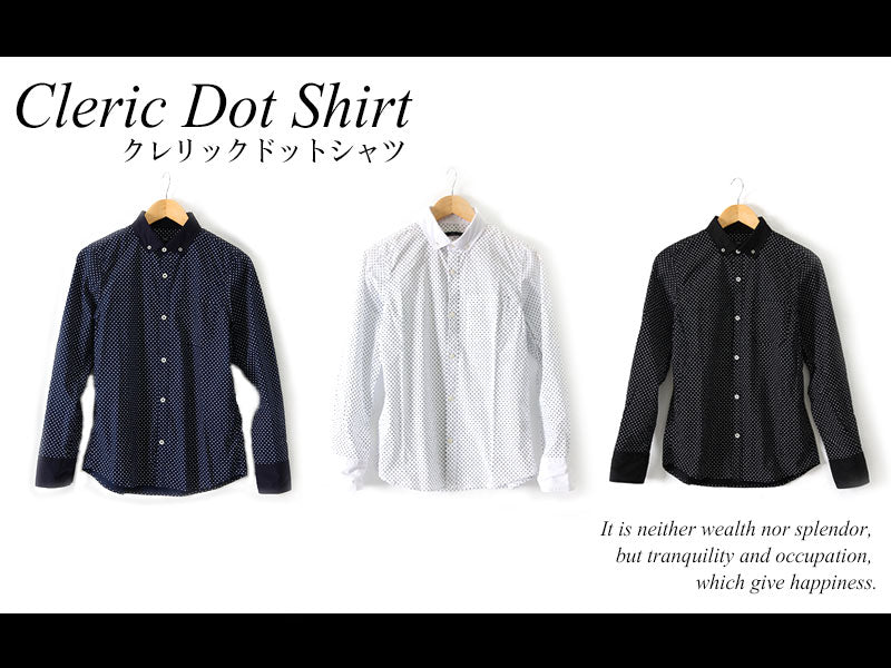 クレリックデザインピンドット柄ボタンダウンシャツ