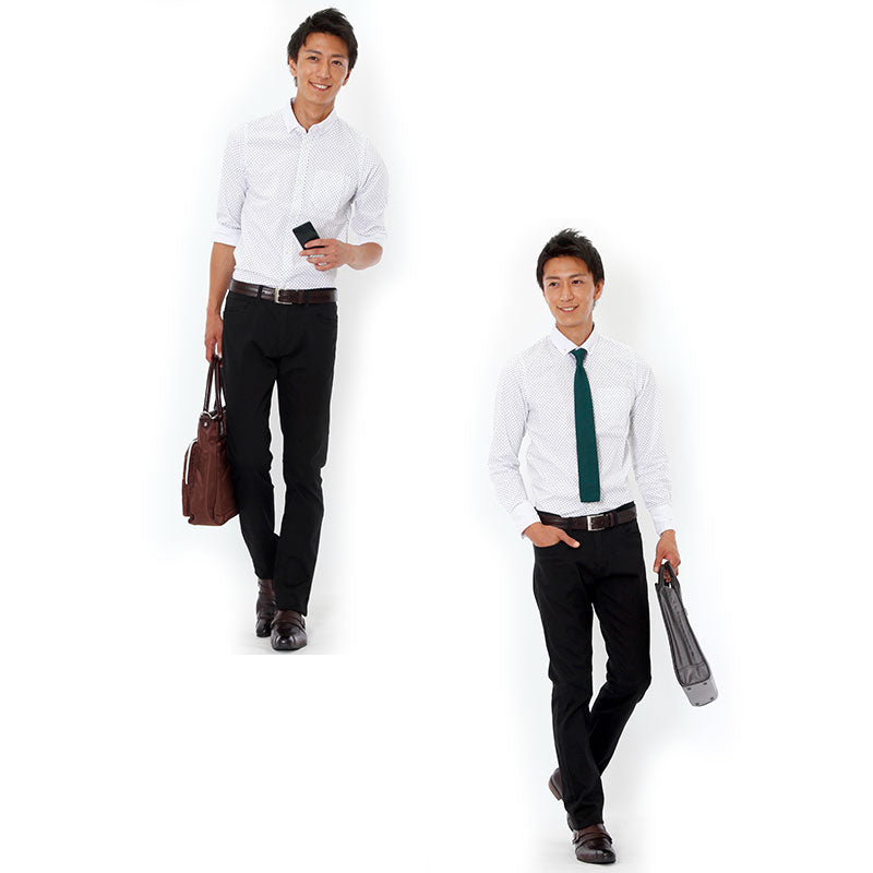 クレリックデザインピンドット柄ボタンダウンシャツ