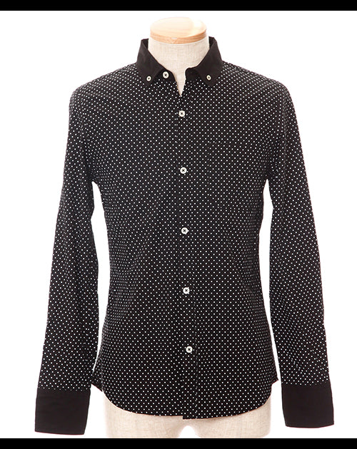 クレリックデザインピンドット柄ボタンダウンシャツ